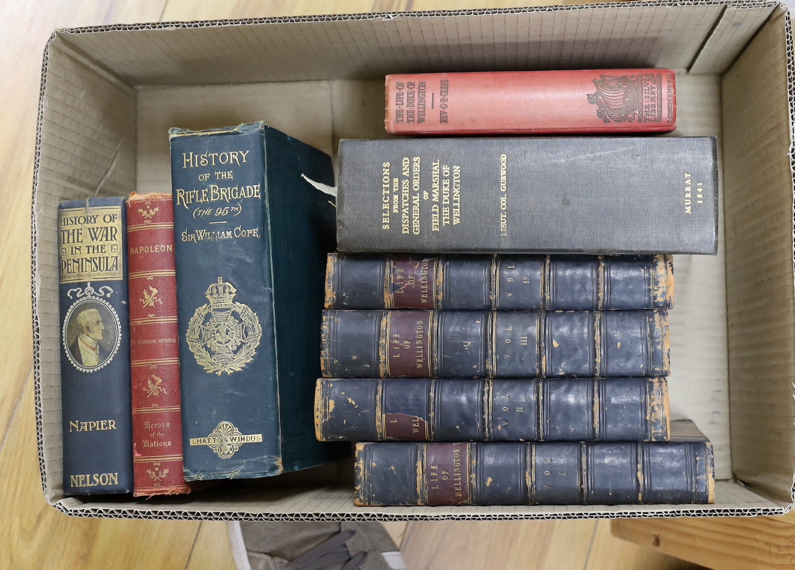 Wellington related works - Wright, Rev. G.N - Life and Campaigns of Arthur, Duke of Wellington, 4 vols; and in as published, in 42 parts, but lacking parts, 3 & 23, Peter Jackson, late Fisher & Son; Gurwood, Lt. Col. - S